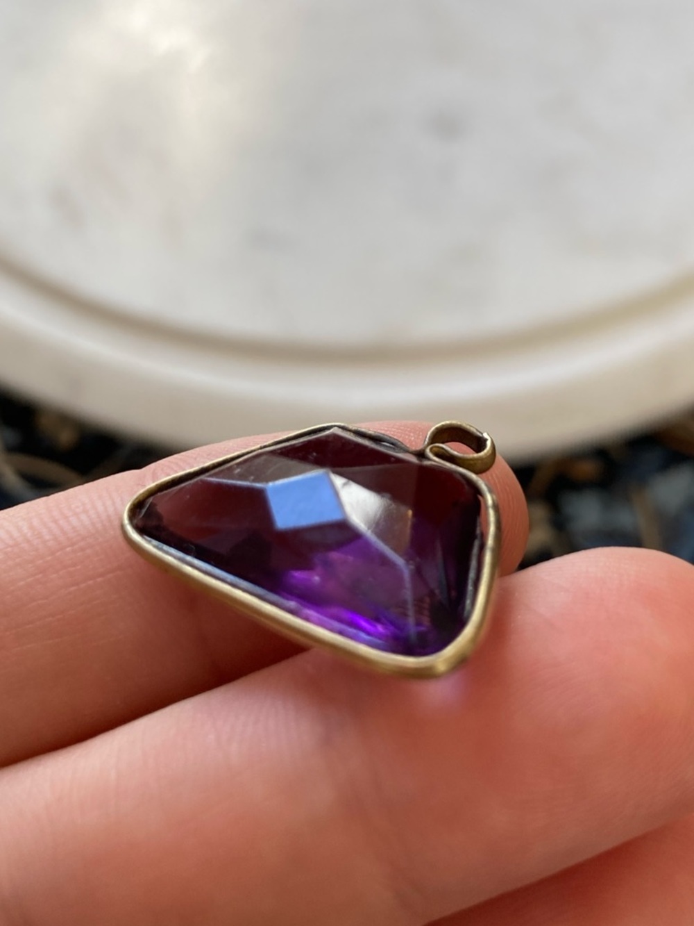 Antique Victorian Bezel Set Faceted Paste Glass Fob Charm Pendant - Picture 4 of 8